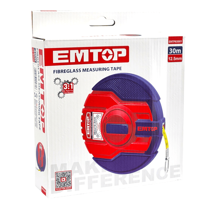 Cinta Métrica Fibra de Vidrio 30mt x 12.5mm Emtop EMTP83001 7