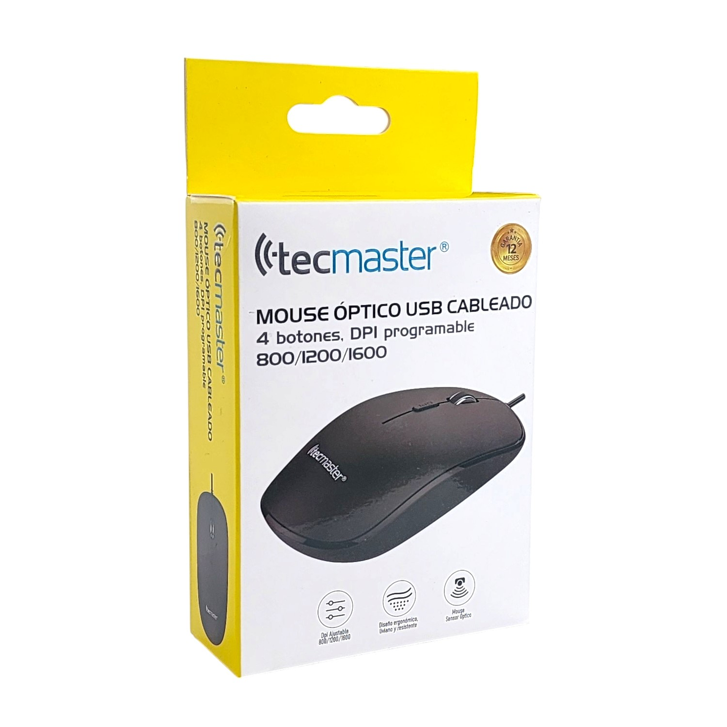 Mouse Óptico con Cable USB 1600 dpi Tecmaster Negro 5