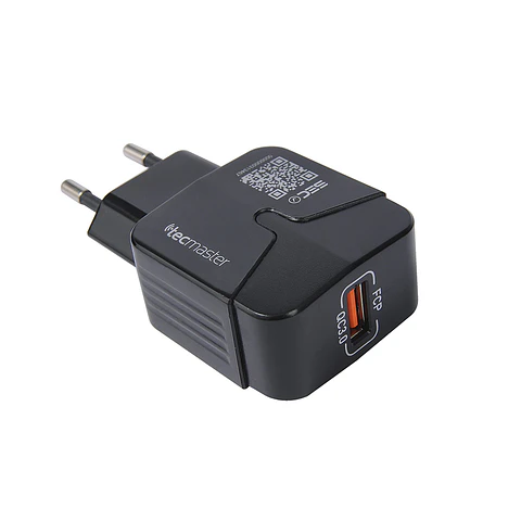 Cargador De Pared USB-A QC3.0 3.A Tecmaster Negro
