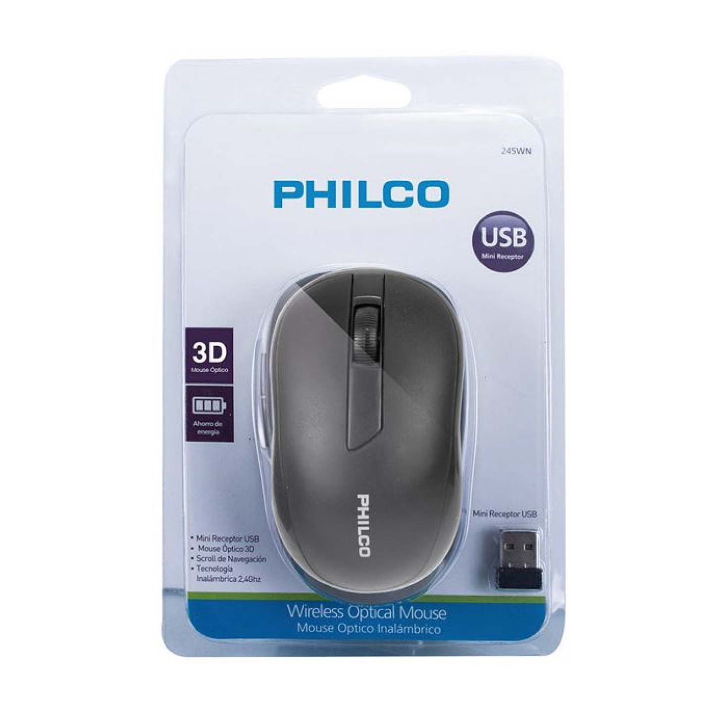 Mouse óptico Inalámbrico 210wn Negro Philco 2