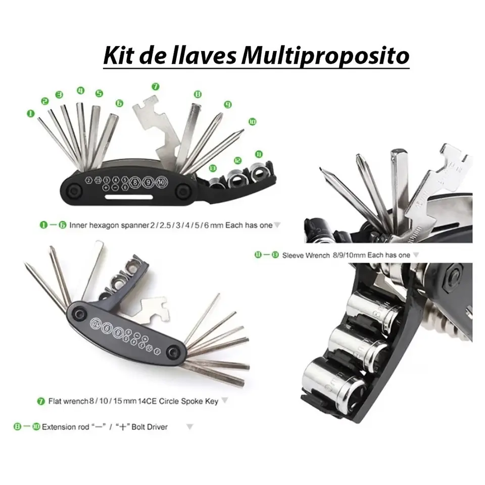 Kit Herramientas Bicicleta Completo Llave Y Parche 06031 4
