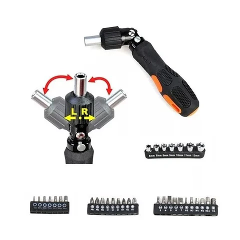Set Destornillador Crique Flexible C/ Puntas 35 Pzas 13475