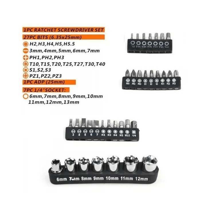 Set Destornillador Crique Flexible C/ Puntas 35 Pzas 13475 4