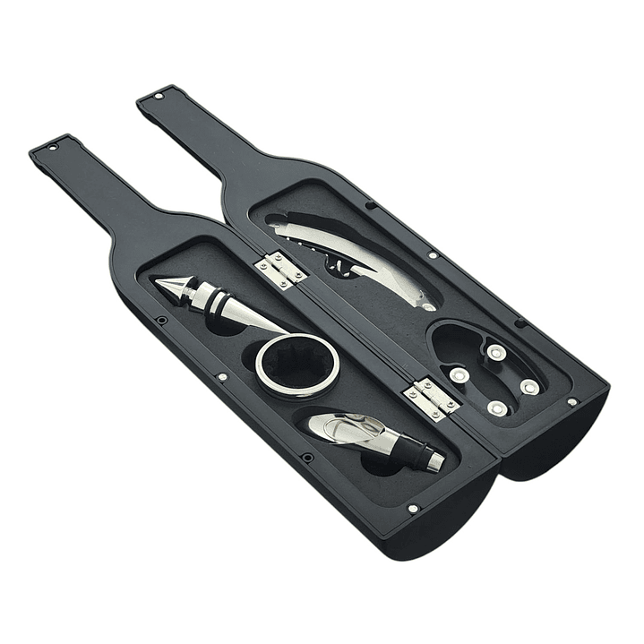 Set 5 Pz Descorchador Estuche Botella Vino Negro 50031 3