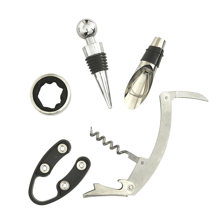 Set 5 Pz Descorchador Estuche Botella Vino Negro 50031 4