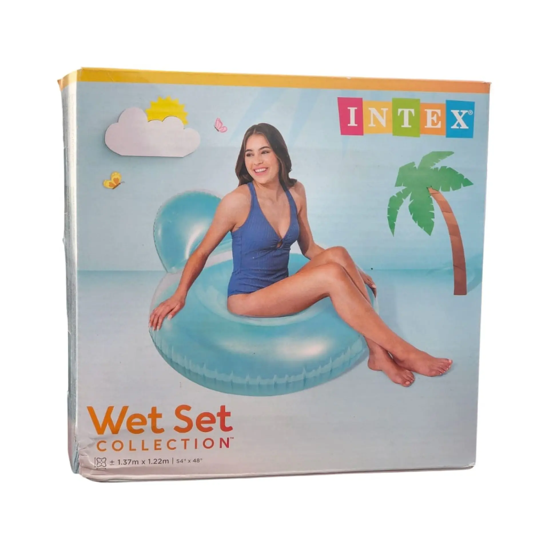 Flotador Inflable Dona Anillo con respaldo 58889 Intex Azul 3