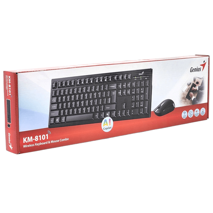 Kit Teclado y Mouse Inalámbrico KM-8101 Negro Genius 8