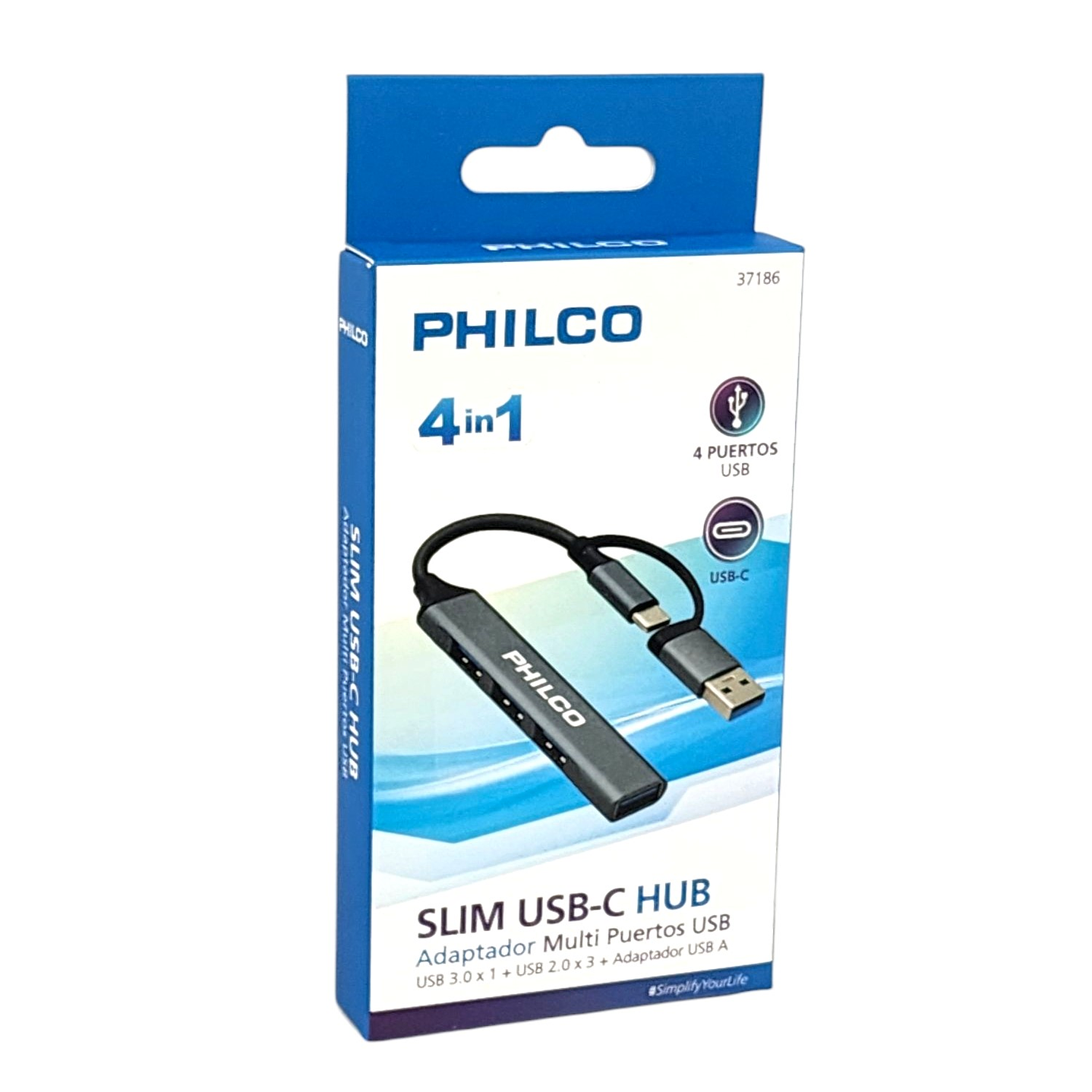 Hub 4 Puertos Usb 3.0 A Tipo C Philco 37186 6