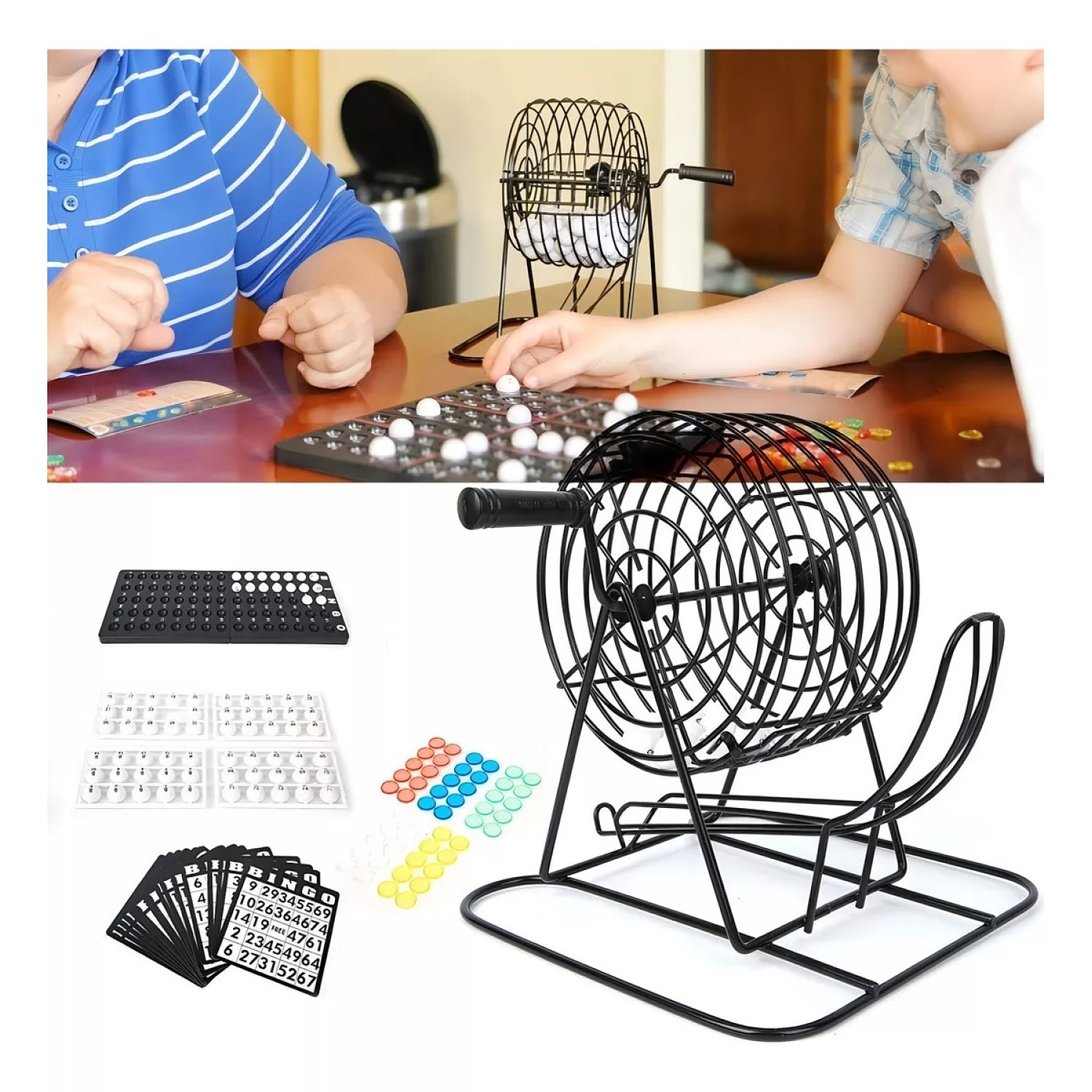 Juego de Bingo Profesional con Tómbola Metálica 56628 3