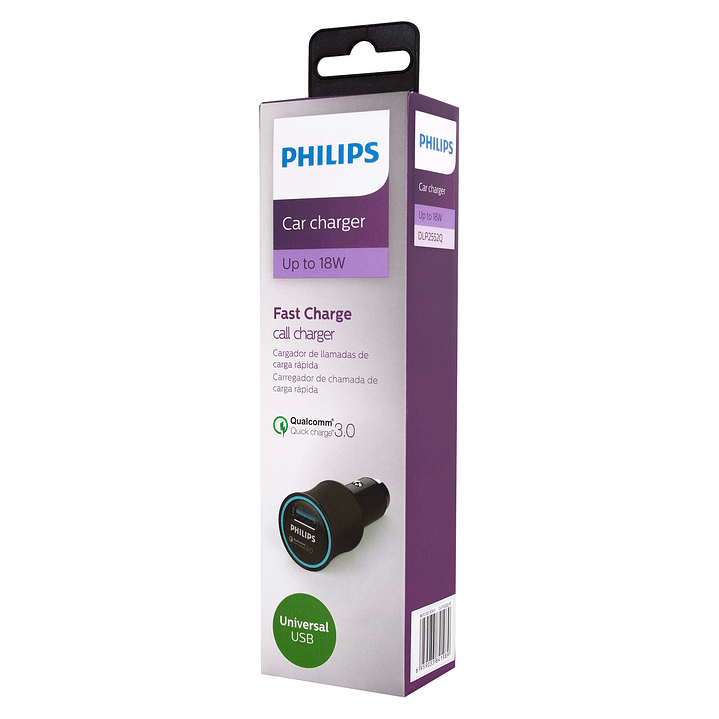 Cargador para Auto Ultrarrápido QC 3.0 18w Philips 3