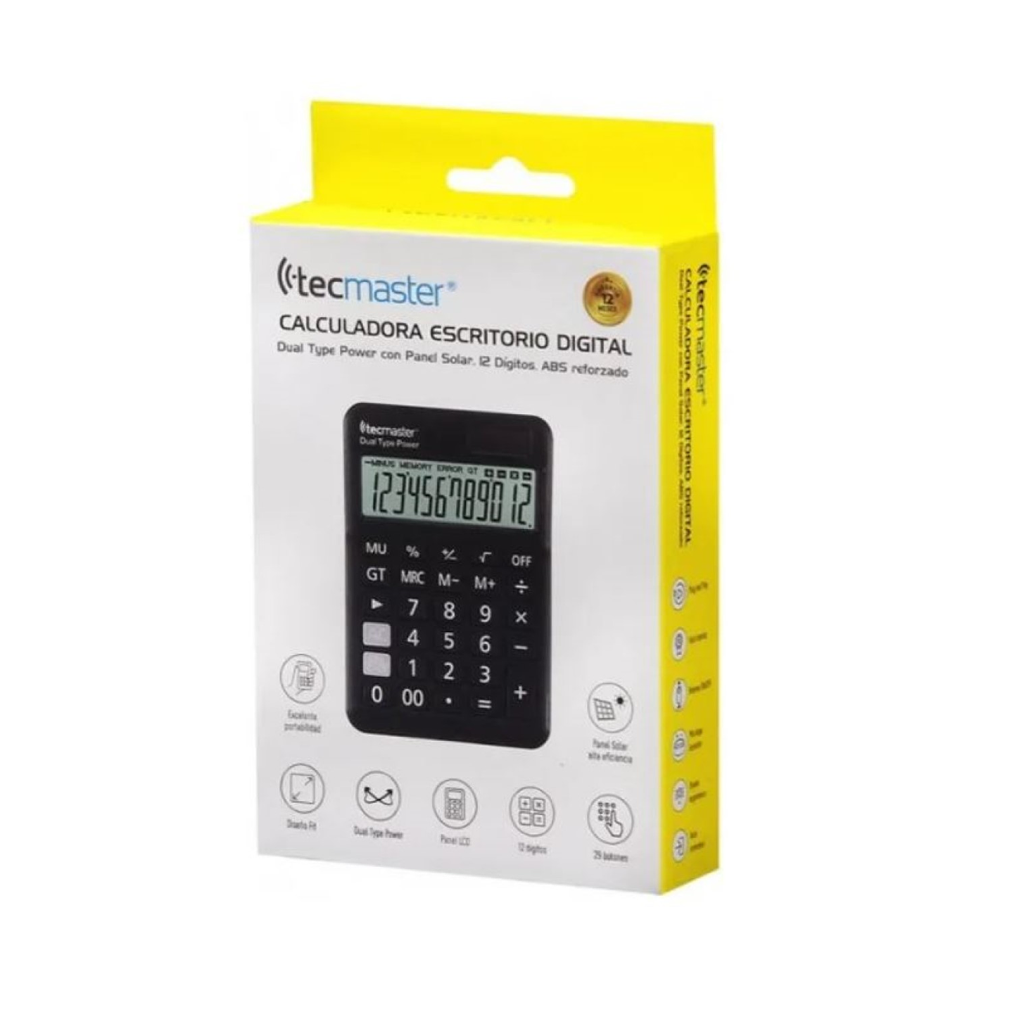 Calculadora Con Panel Solar 12 dígitos Tecmaster TM100558 4