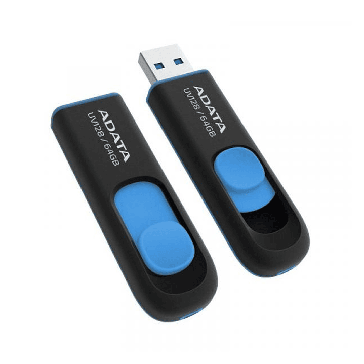 Pendrive Adata UV128 64gb 3.2 Gen 1 Negro/Azul Retráctil 2