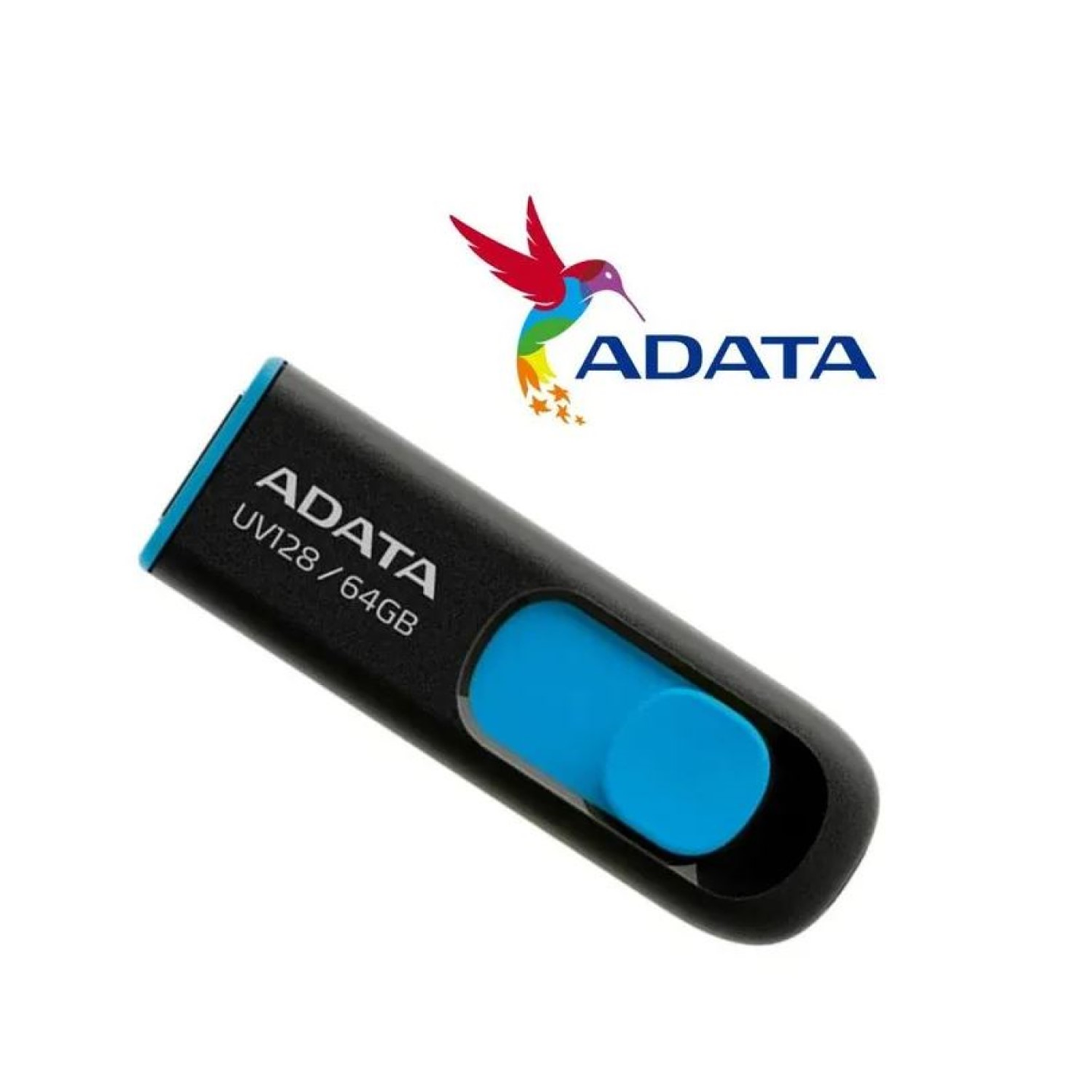Pendrive Adata UV128 64gb 3.2 Gen 1 Negro/Azul Retráctil 3