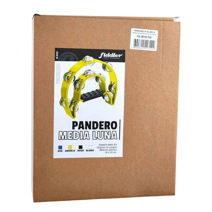 Pandereta Media Luna Doble Fila Sonaja 20x20cm Blanca 6