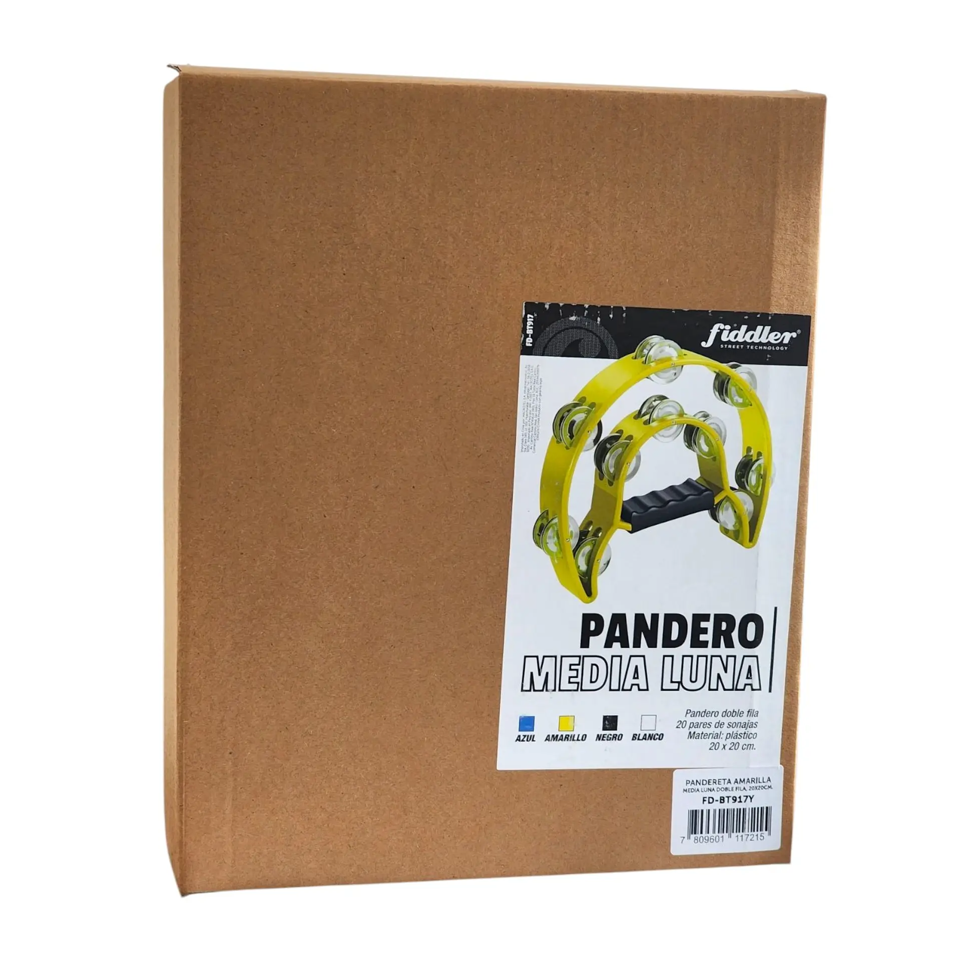 Pandereta Media Luna Doble Fila Sonaja 20x20cm Amarillo 7