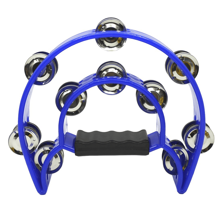 Pandereta Media Luna Doble Fila Sonaja 20x20cm Azul 1