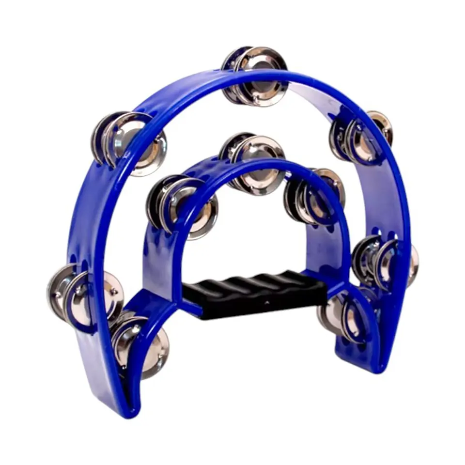 Pandereta Media Luna Doble Fila Sonaja 20x20cm Azul 5