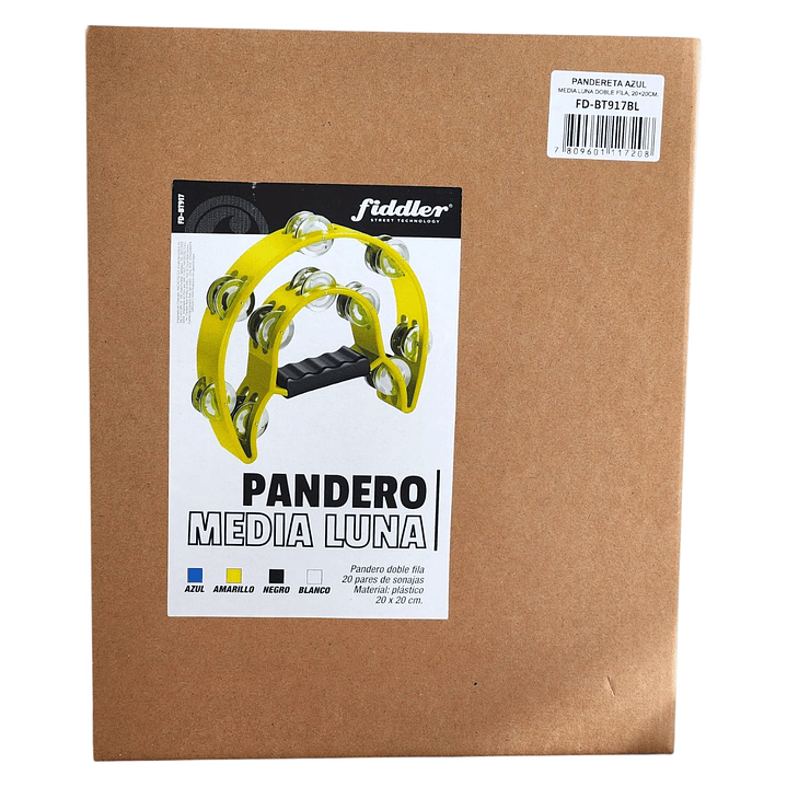 Pandereta Media Luna Doble Fila Sonaja 20x20cm Azul 7