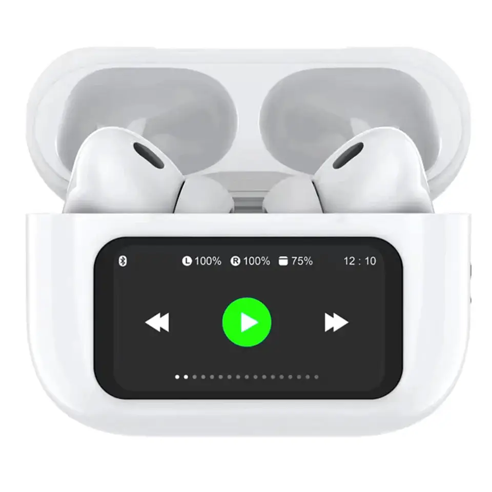 Audífonos Mini Pods TWS Pantalla touch T9 Blanco Fiddler 1