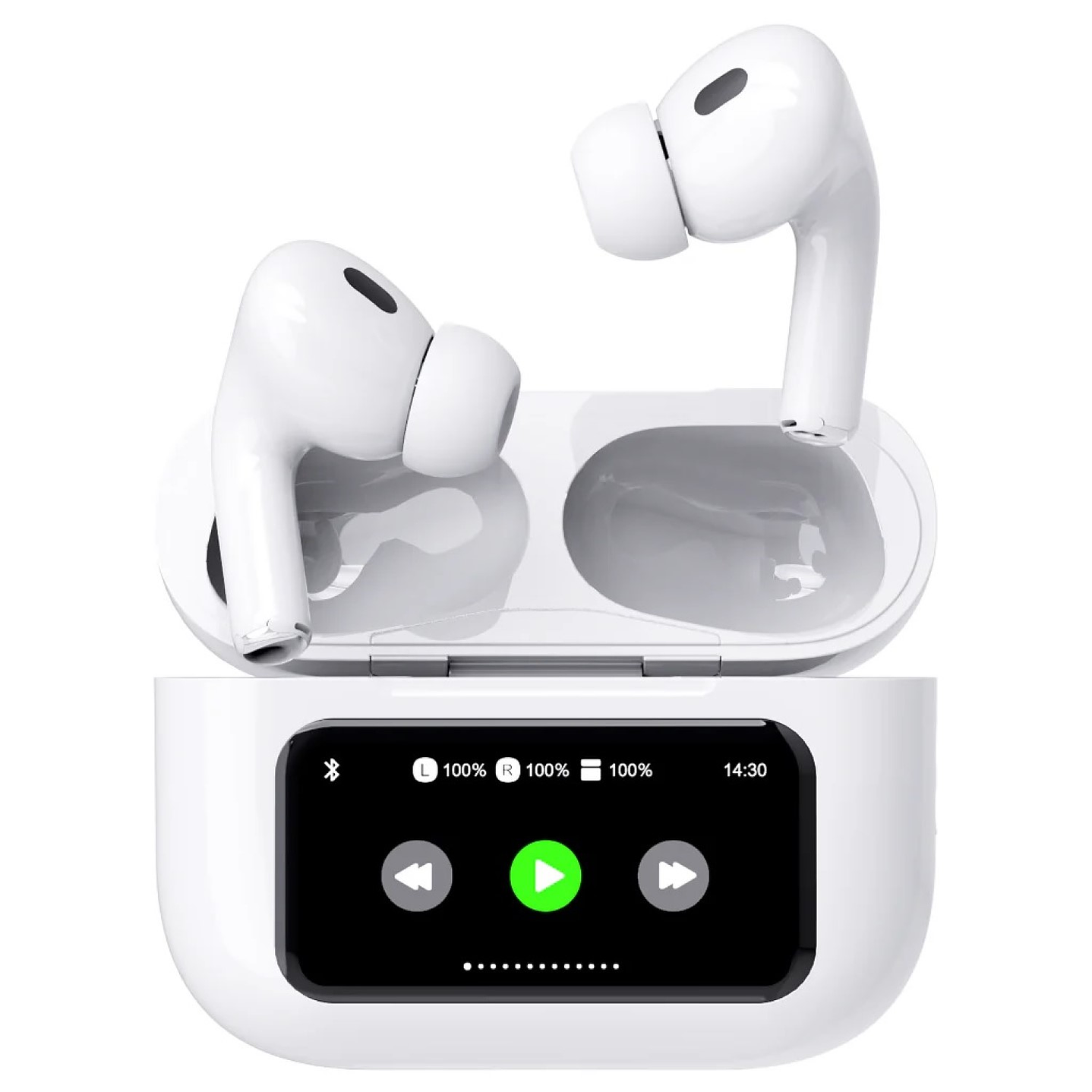 Audífonos Mini Pods TWS Pantalla touch T9 Blanco Fiddler 2
