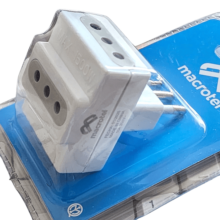 Enchufe Adaptador Triple 1500W ME-1103 Macrotel 3