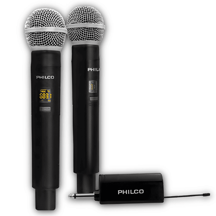 Kit Micrófonos Inalámbricos UHF Philco WM314 con Receptor  4
