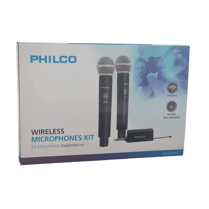 Kit Micrófonos Inalámbricos UHF Philco WM314 con Receptor  5