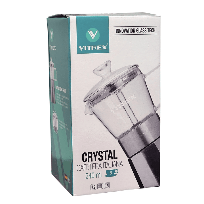 Cafetera Italiana 6 Tazas Crystal Vitrex 240 ml  7