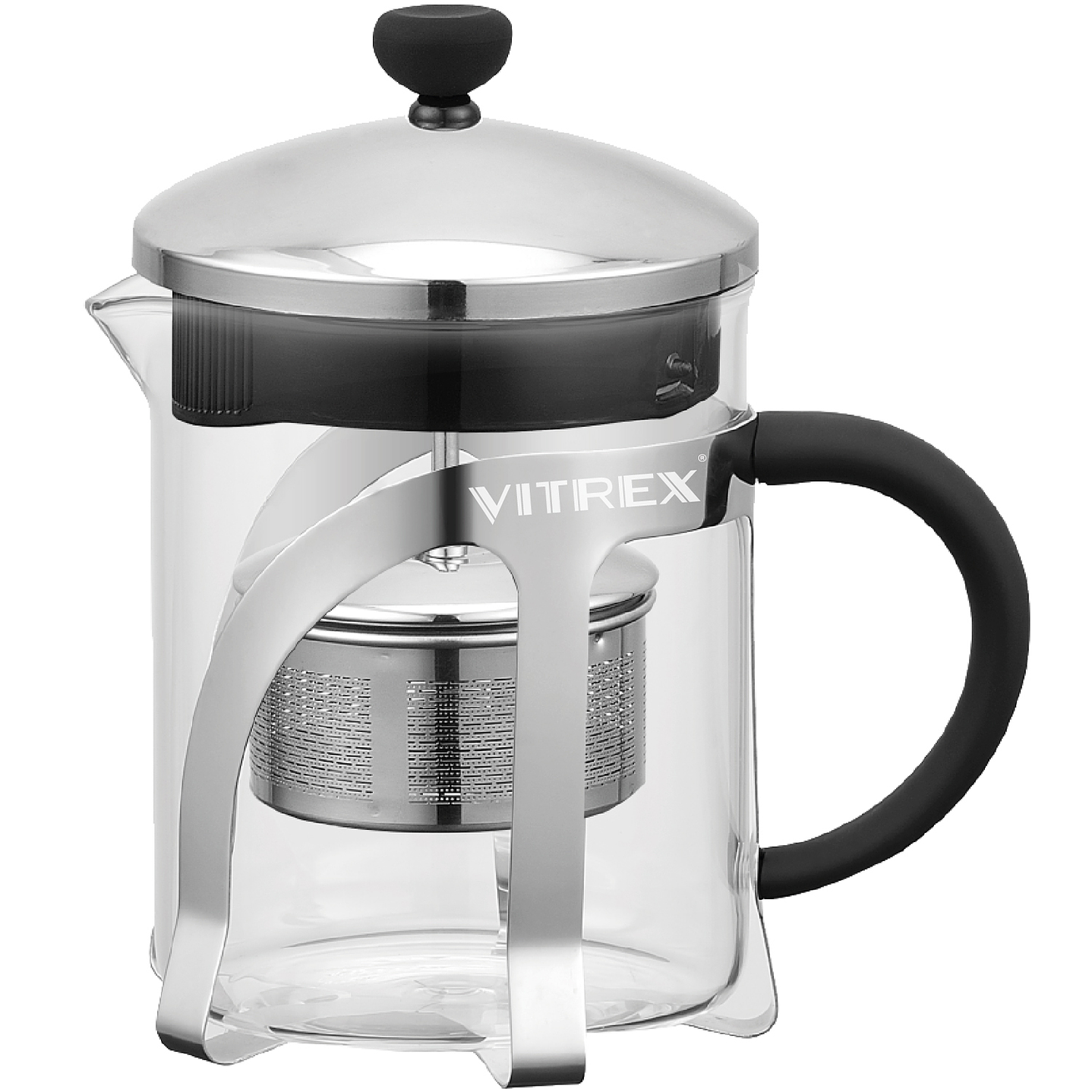 Tetera Embolo de vidrio con filtro 600 ml Indi Vitrex 1