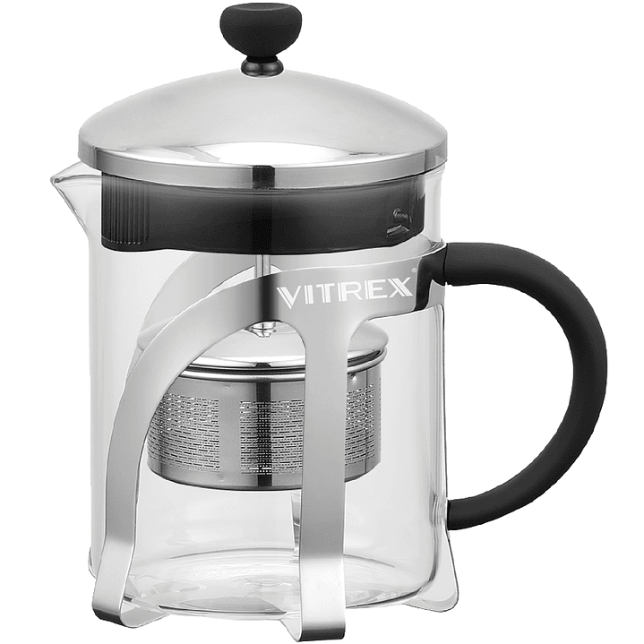 Tetera Embolo de vidrio con filtro 600 ml Indi Vitrex 1