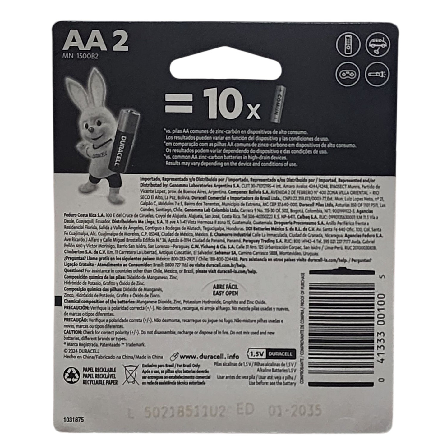 Pack 2 Pilas Alcalinas Aa Duracell Blister 7