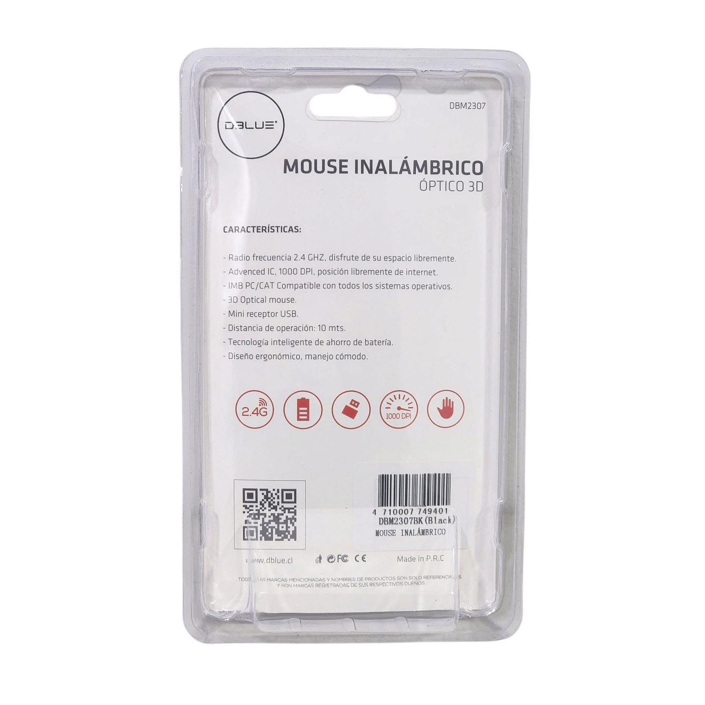 Mouse Inalámbrico Óptico 3D 2.4G DBM2307 Negro Dblue 3