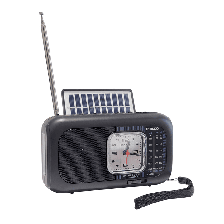 Radio Portátil Recargable con Panel Solar Bt PLCICX66 Philco 1