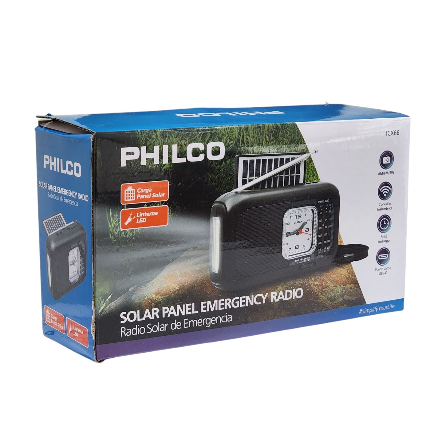Radio Portátil Recargable con Panel Solar Bt PLCICX66 Philco 8