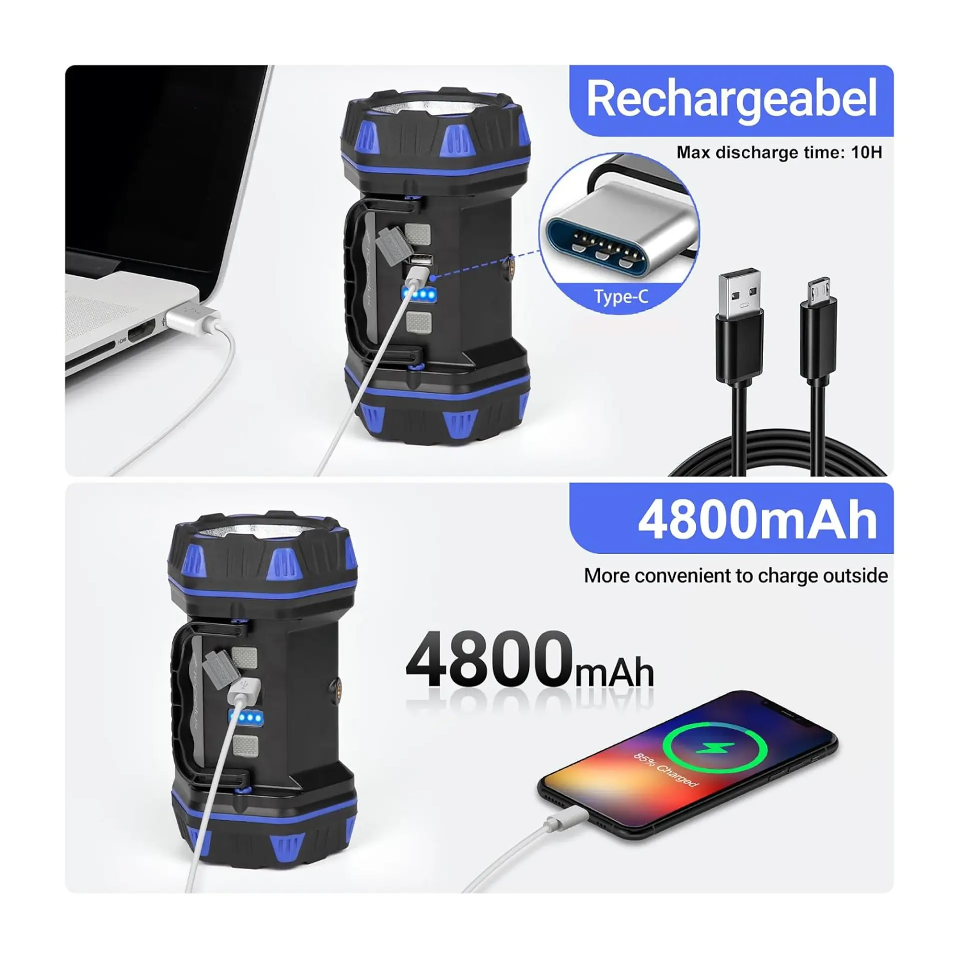 Linterna Recargable 1500lm USB WF217-CB Westinghouse 4