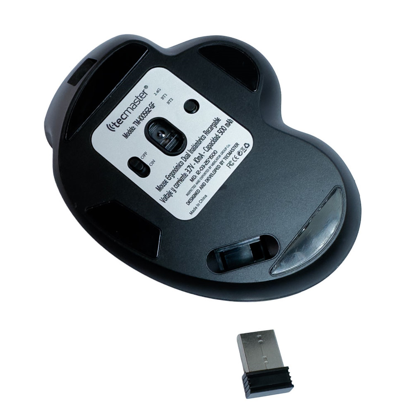 Mouse Ergonómico Dual Bt + Wireless Recargable Tecmaster 3