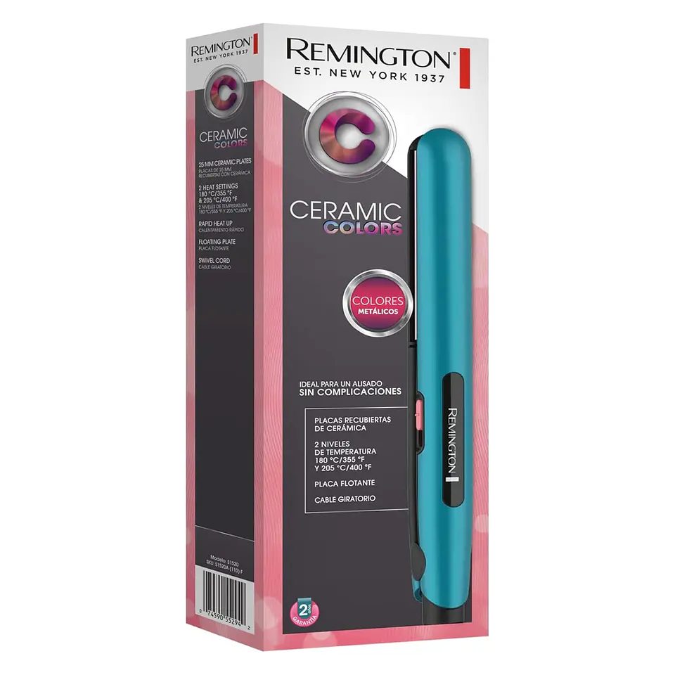 Plancha Alisadora Ceramic Colors S1520 Remington Azul 7