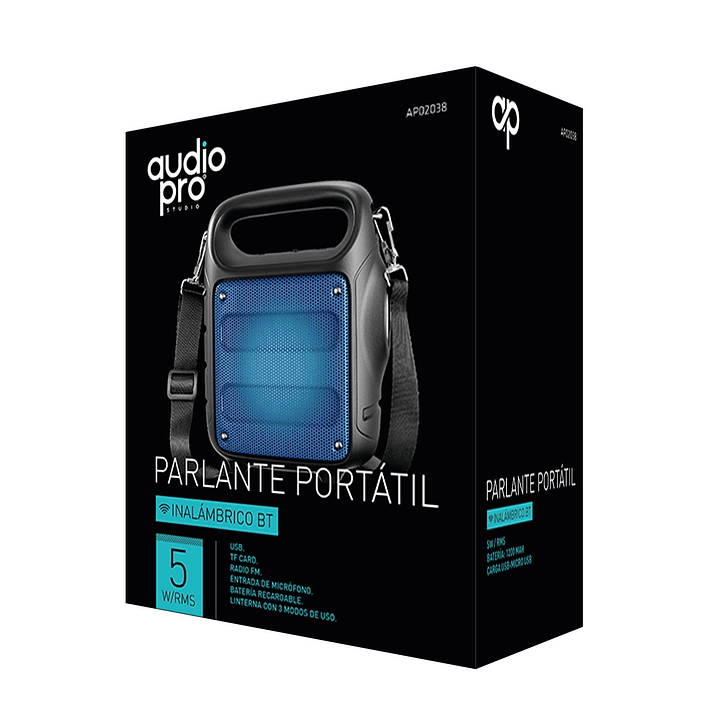 Parlante Portátil Bt Recargable FM Linterna AP02038 Audiopro 3