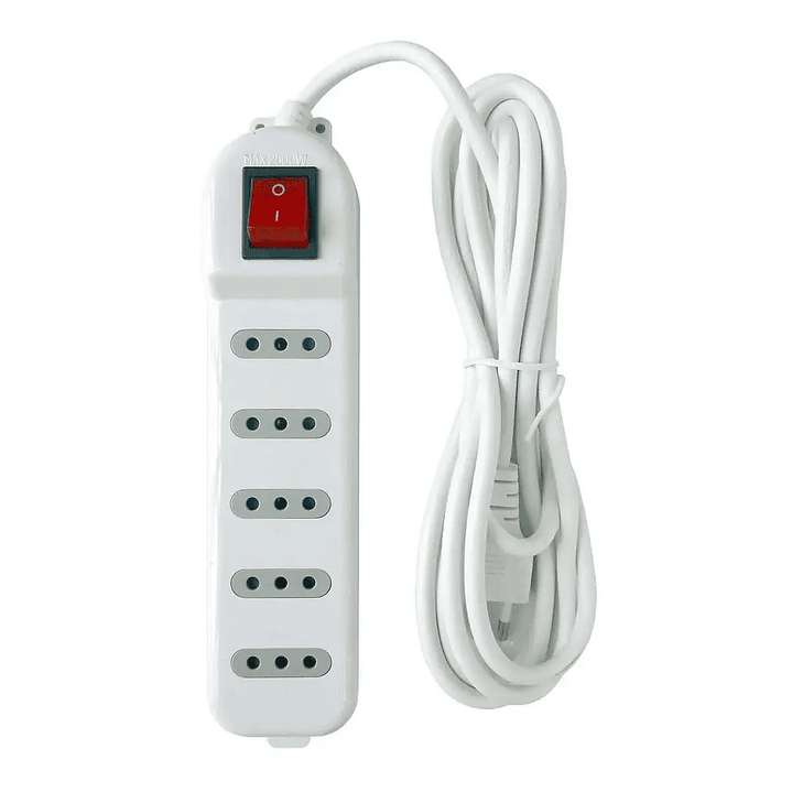 Alargador con Protección 3mts 5 Pos ME-071W Macrotel Blanco 1