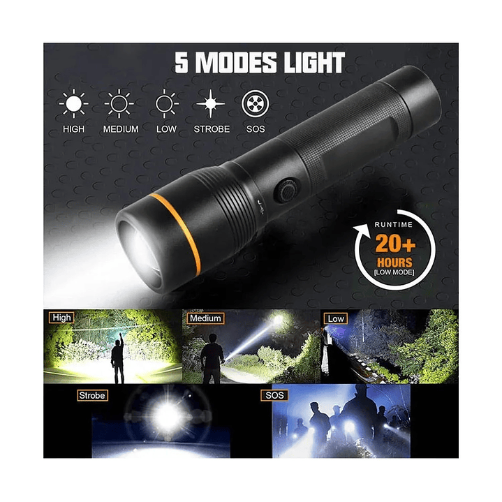 Linterna LED Táctica 1600lm Recargable LB-FL8032 Macrotel 6