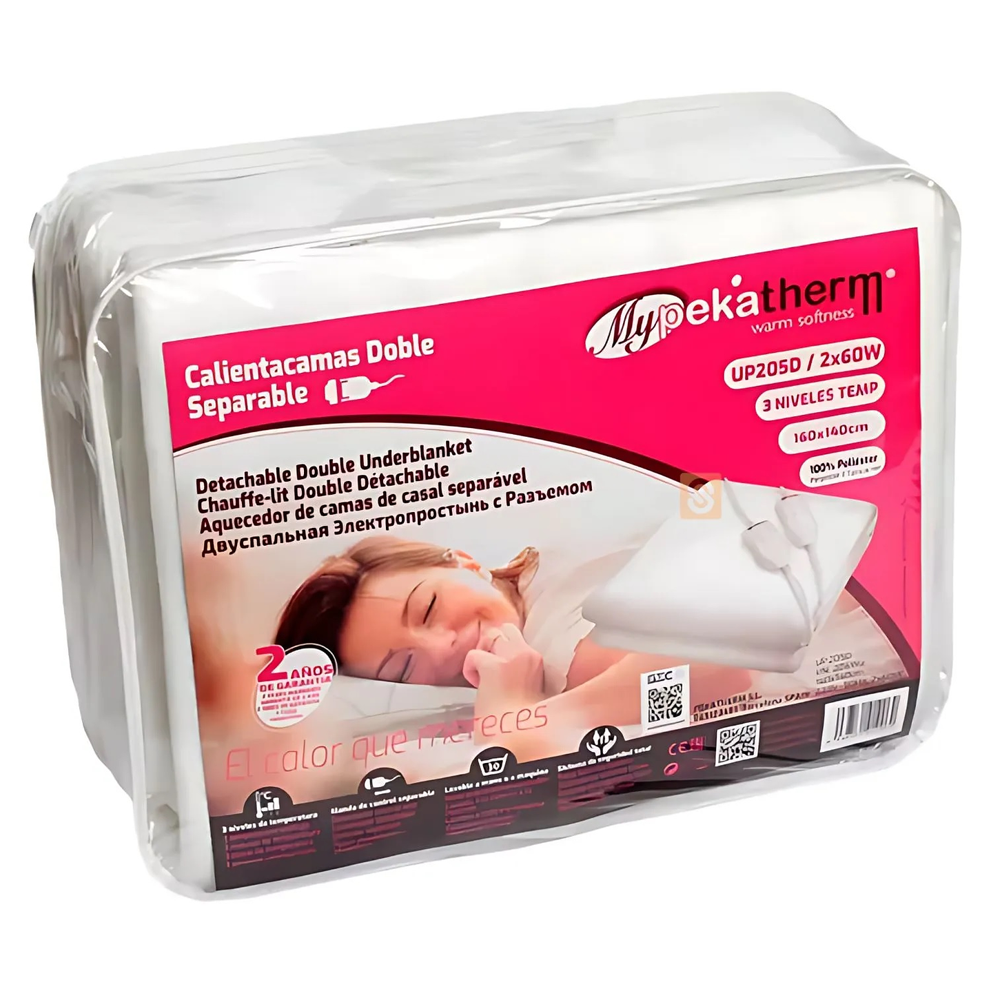 Calienta Camas Doble 160x140cm 3 Niv 2x60W UP205D Pekatherm 4