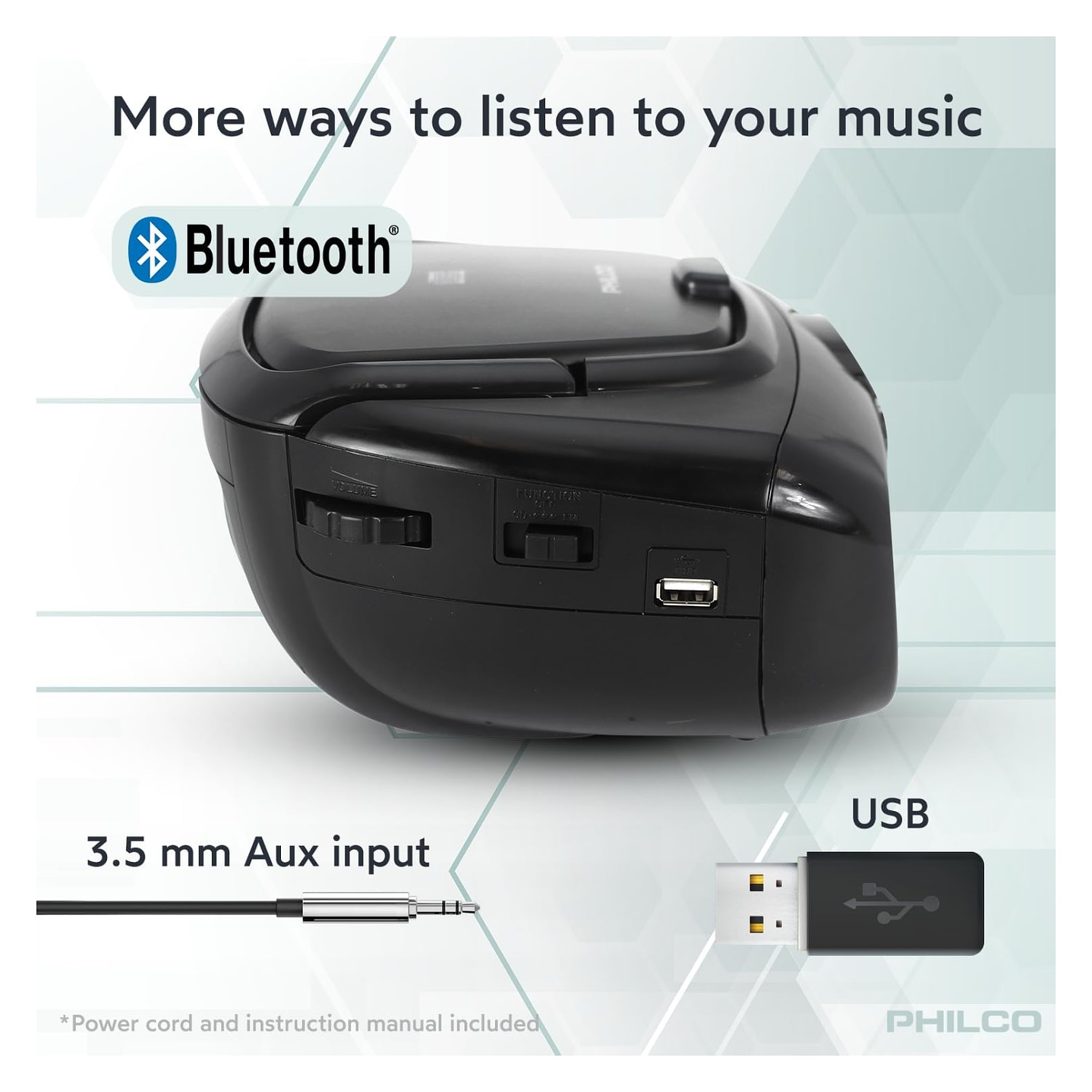 Boombox Retro Reproductor Bluetooth CD USB FM 2005BT Philco 5