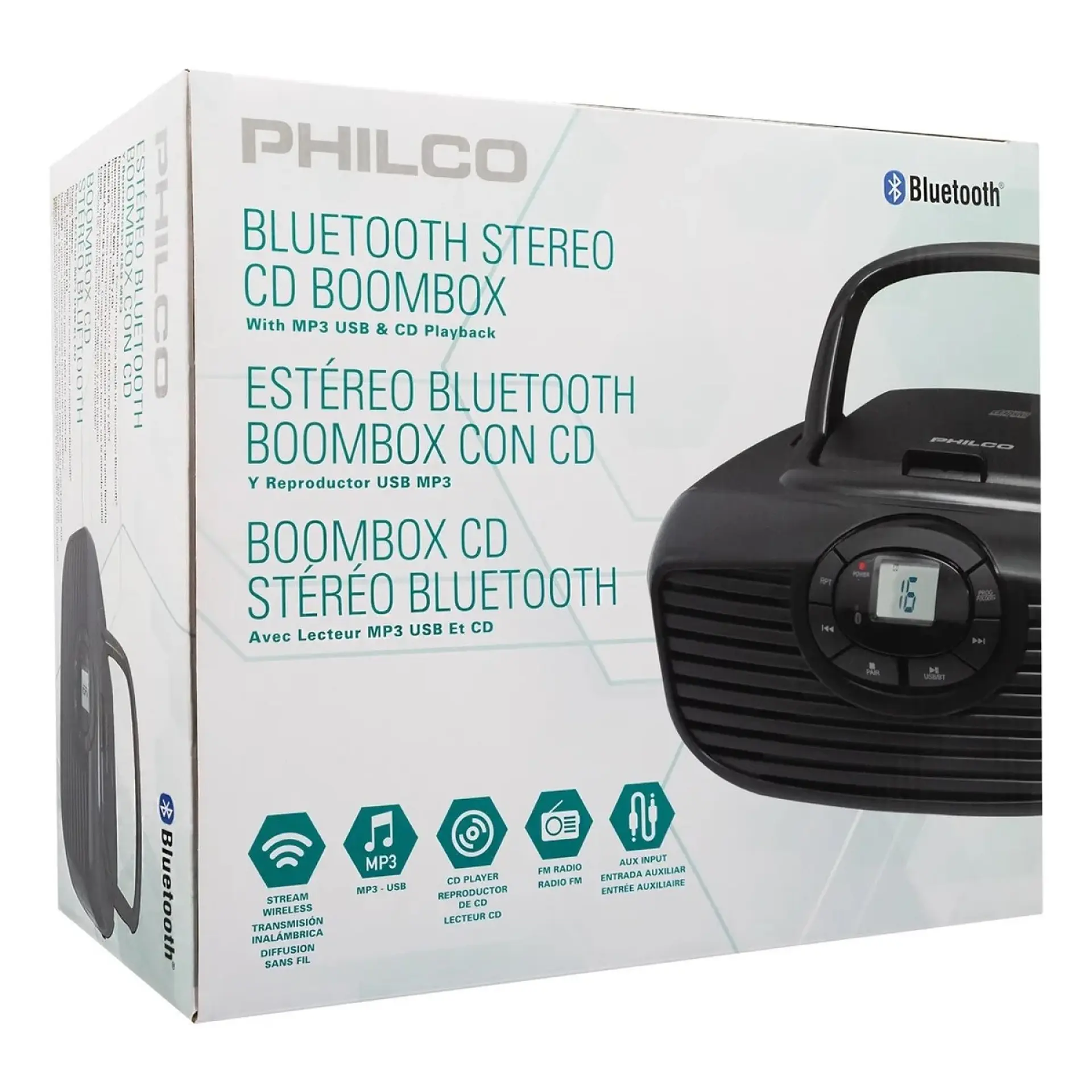 Boombox Retro Reproductor Bluetooth CD USB FM 2005BT Philco 8