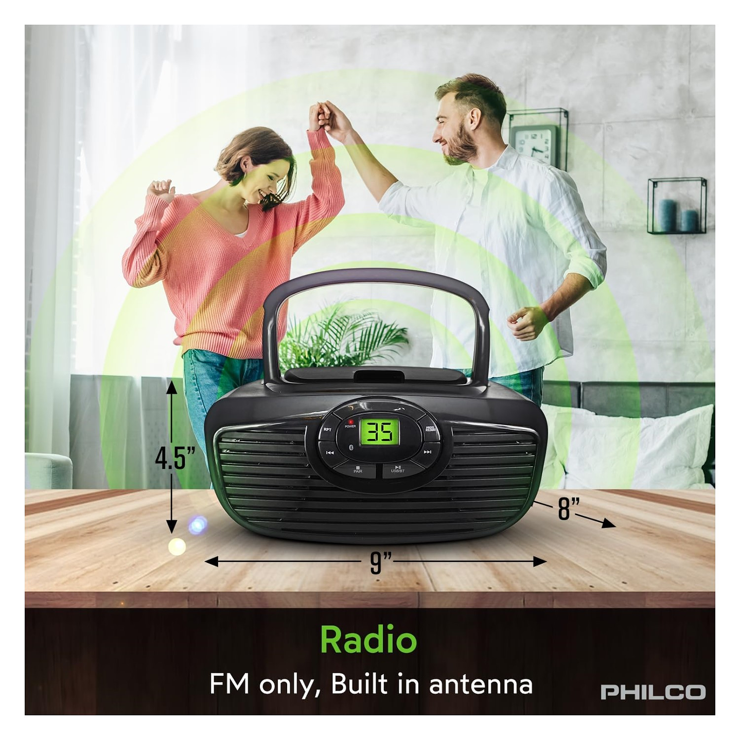 Boombox Retro Reproductor Bluetooth CD USB FM 2005BT Philco 6