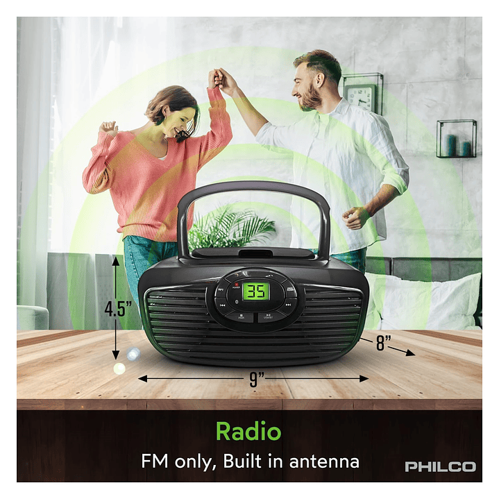 Boombox Retro Reproductor Bluetooth CD USB FM 2005BT Philco 6