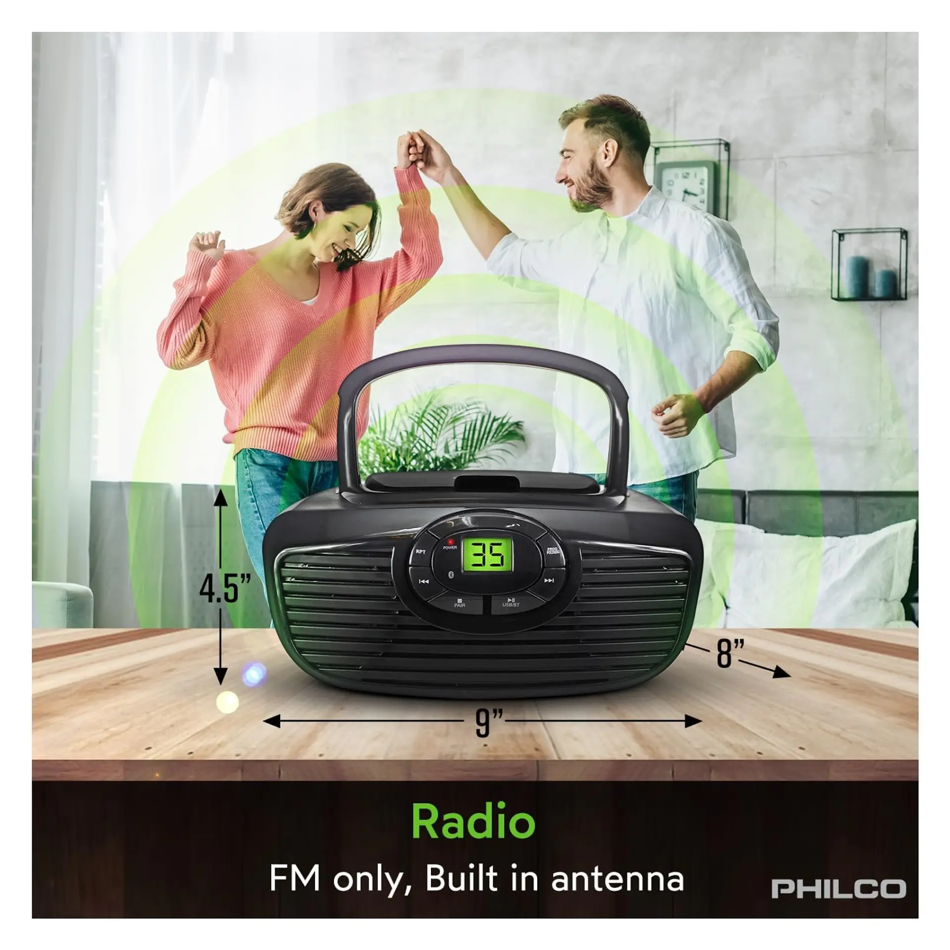 Boombox Retro Reproductor Bluetooth CD USB FM 2005BT Philco 6