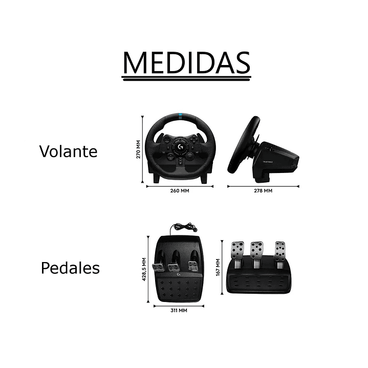 Volante y Pedales G923 TRUEFORCE / Xbox Ps4 Ps5 PC Logitech 9