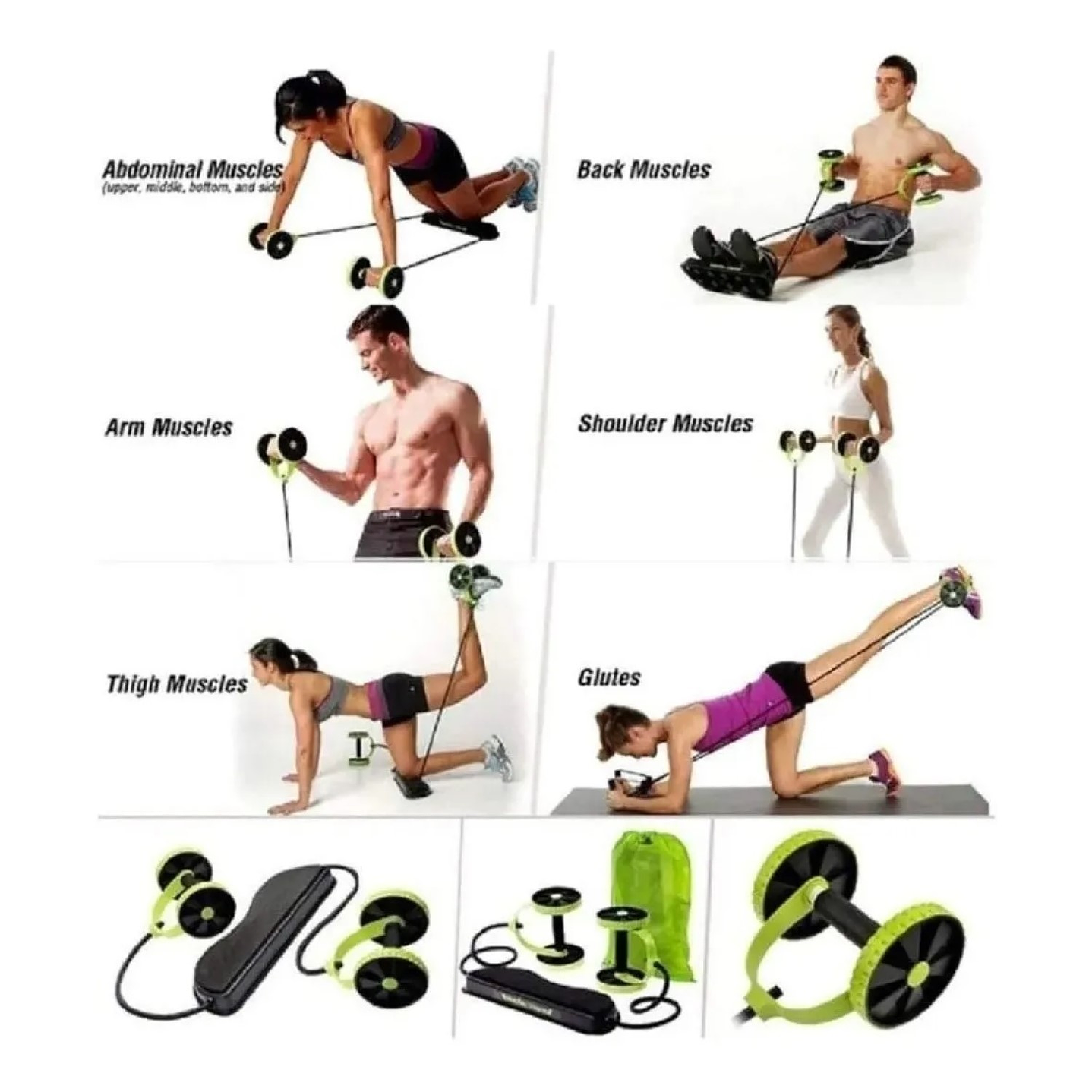 Rueda Ejercicios Abdominales Banda Elástica Revoflex Xtreme 6