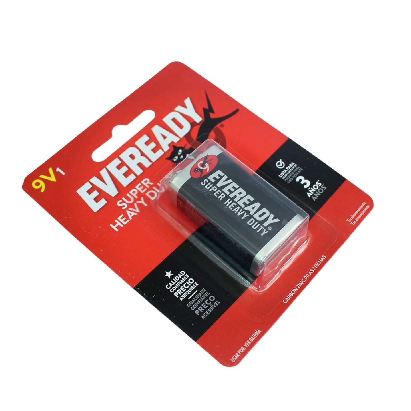 Batería Pila 9V Carbón Zinc Super Heavy Duty Eveready 3