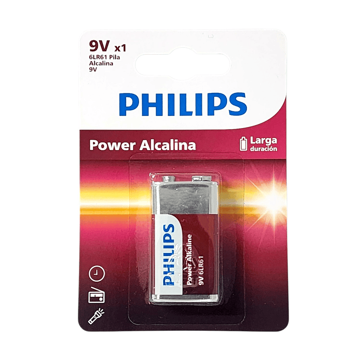 Batería Pila 9v 6LR61P1B Alcalina Philips 1
